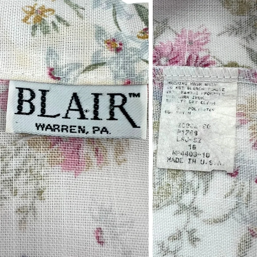 Vintage Blair 80s Floral Bouquet Cream Blazer Jacket Size 16 - Picture 11 of 12